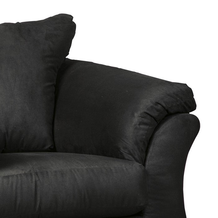 Fabric Upholstered Chair with Pillow Top Flared Armrests, Black