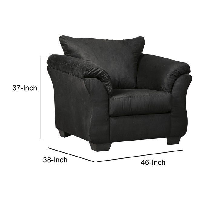 Fabric Upholstered Chair with Pillow Top Flared Armrests, Black