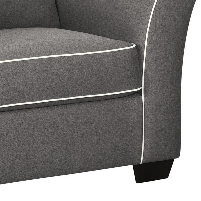 Fabric Upholstered Chair with Tapered Block Feet and Flared Armrest, Gray