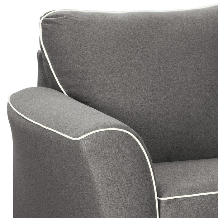 Fabric Upholstered Chair with Tapered Block Feet and Flared Armrest, Gray