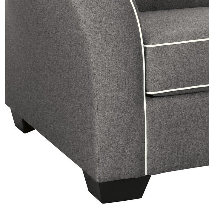 Fabric Upholstered Chair with Tapered Block Feet and Flared Armrest, Gray
