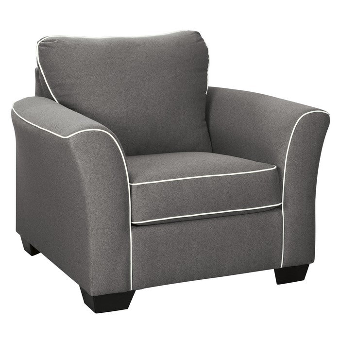 Fabric Upholstered Chair with Tapered Block Feet and Flared Armrest, Gray