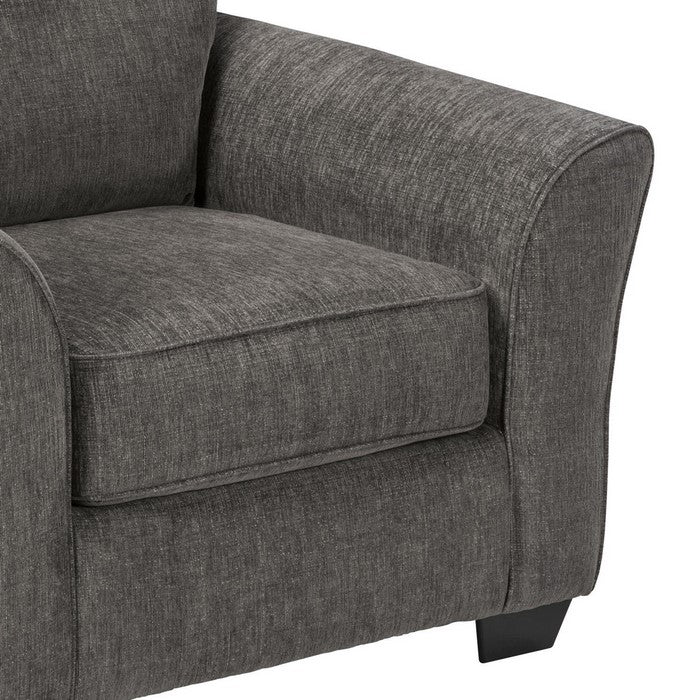 Fabric Upholstered Chair with Flared Armrest and Tapered Block Feet, Gray