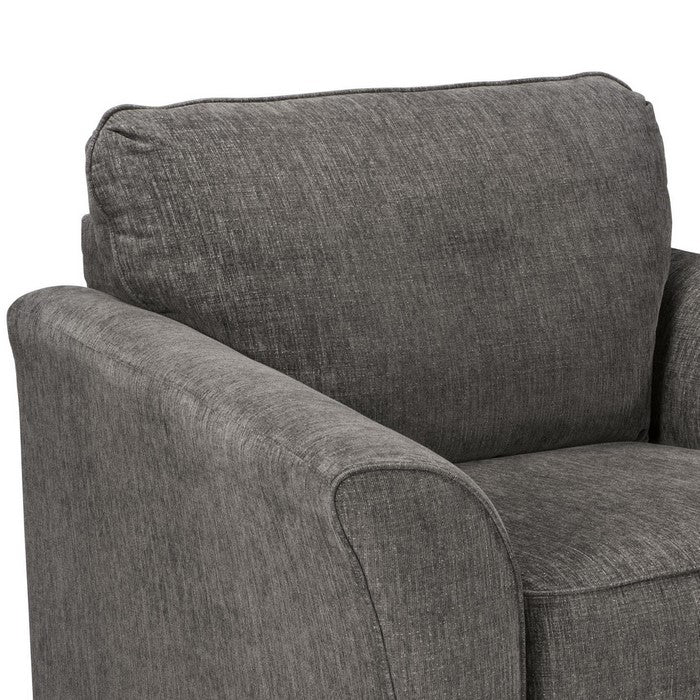 Fabric Upholstered Chair with Flared Armrest and Tapered Block Feet, Gray