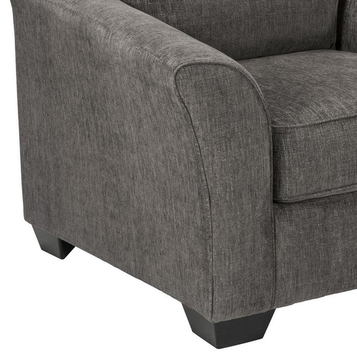 Fabric Upholstered Chair with Flared Armrest and Tapered Block Feet, Gray