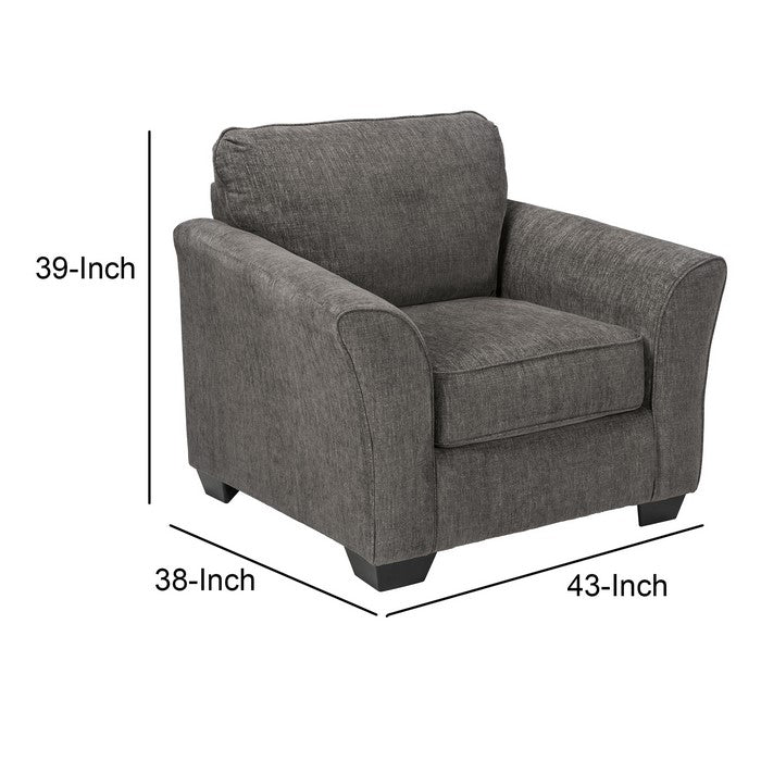 Fabric Upholstered Chair with Flared Armrest and Tapered Block Feet, Gray