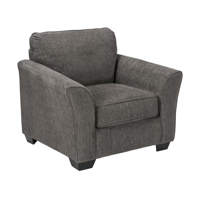 Fabric Upholstered Chair with Flared Armrest and Tapered Block Feet, Gray