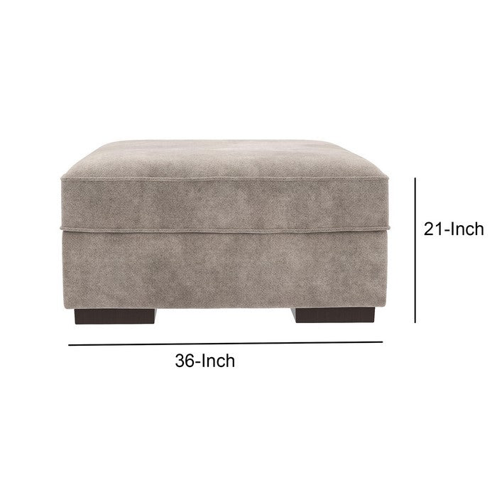 Wooden Storage Ottoman with Durable Block Legs, Silver and Black