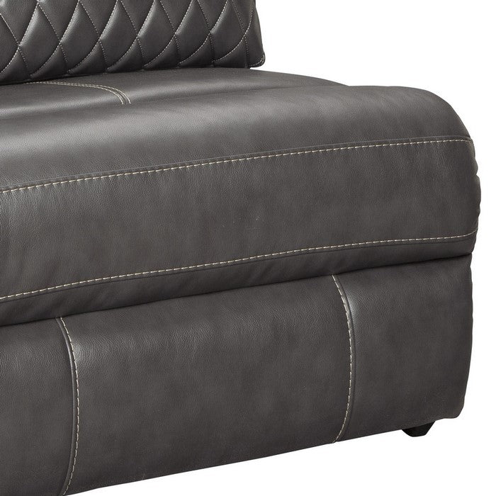 Faux Leather Upholstered Chair with Tufted Backrest, Gray