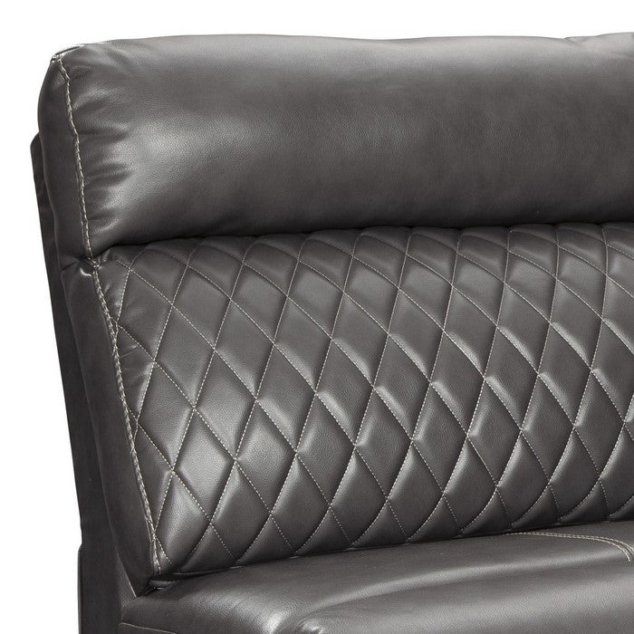Faux Leather Upholstered Chair with Tufted Backrest, Gray