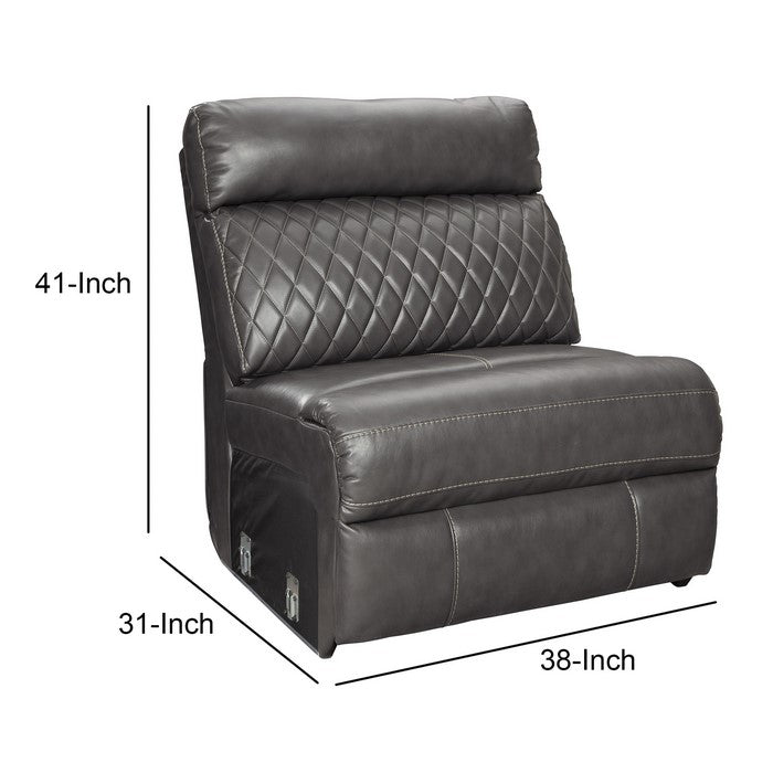 Faux Leather Upholstered Chair with Tufted Backrest, Gray