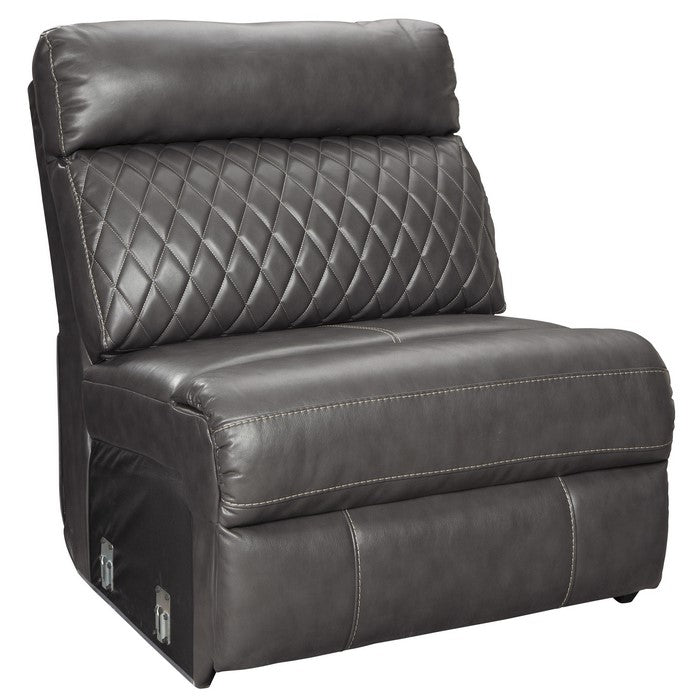 Faux Leather Upholstered Chair with Tufted Backrest, Gray