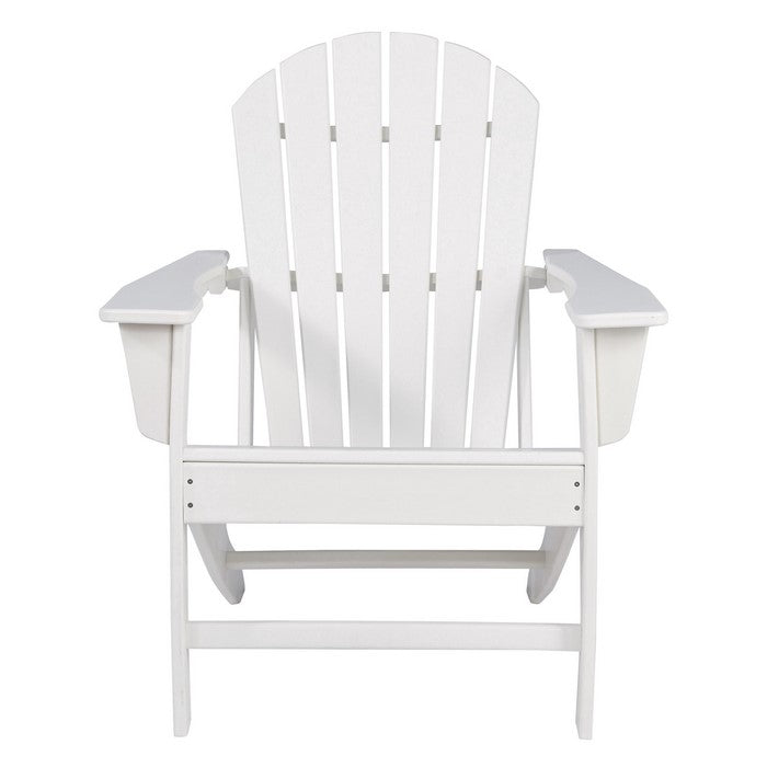 Contemporary Plastic Adirondack Chair with Slatted Back, White