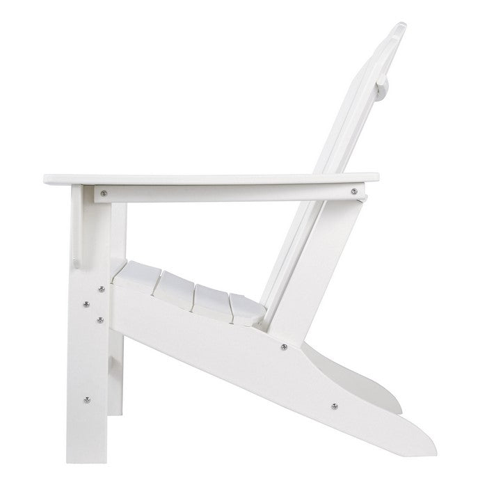 Contemporary Plastic Adirondack Chair with Slatted Back, White