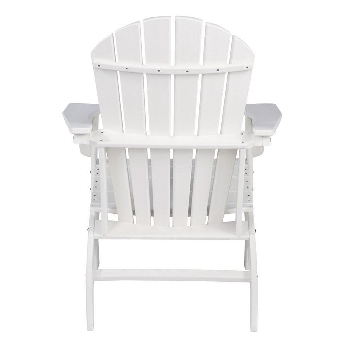 Contemporary Plastic Adirondack Chair with Slatted Back, White