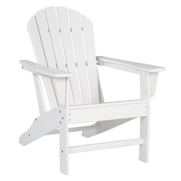Contemporary Plastic Adirondack Chair with Slatted Back, White