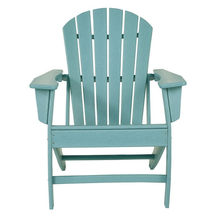 Contemporary Plastic Adirondack Chair with Slatted Back, Turquoise