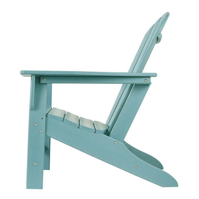 Contemporary Plastic Adirondack Chair with Slatted Back, Turquoise