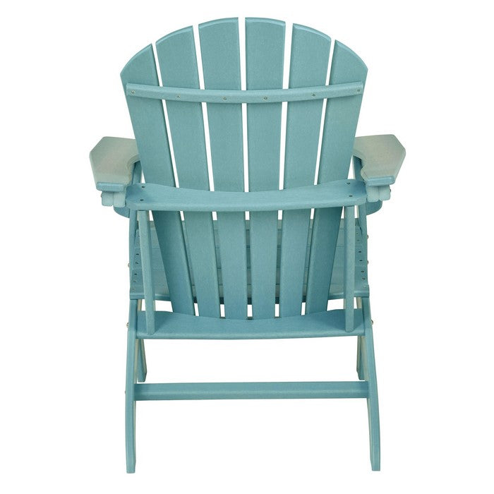Contemporary Plastic Adirondack Chair with Slatted Back, Turquoise