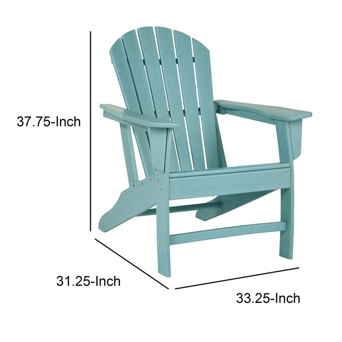 Contemporary Plastic Adirondack Chair with Slatted Back, Turquoise