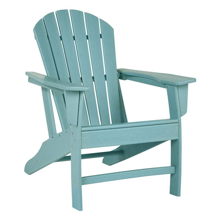 Contemporary Plastic Adirondack Chair with Slatted Back, Turquoise
