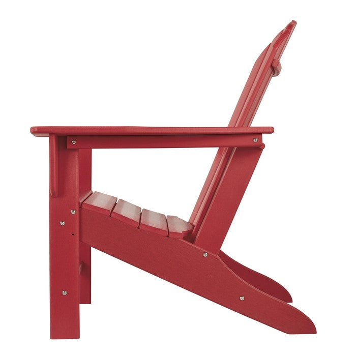 Contemporary Plastic Adirondack Chair with Slatted Back, Red