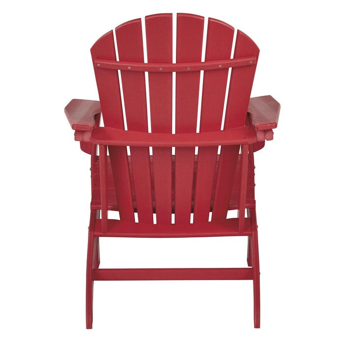 Contemporary Plastic Adirondack Chair with Slatted Back, Red