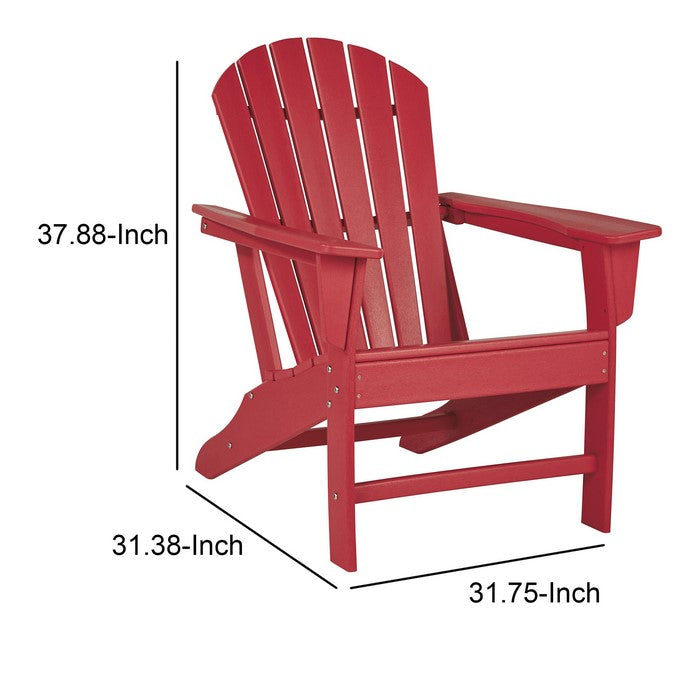 Contemporary Plastic Adirondack Chair with Slatted Back, Red