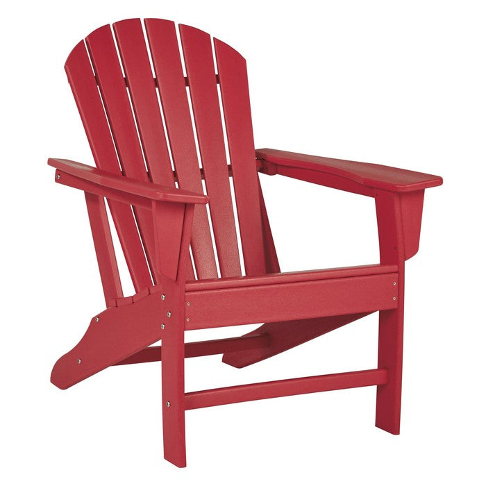 Contemporary Plastic Adirondack Chair with Slatted Back, Red