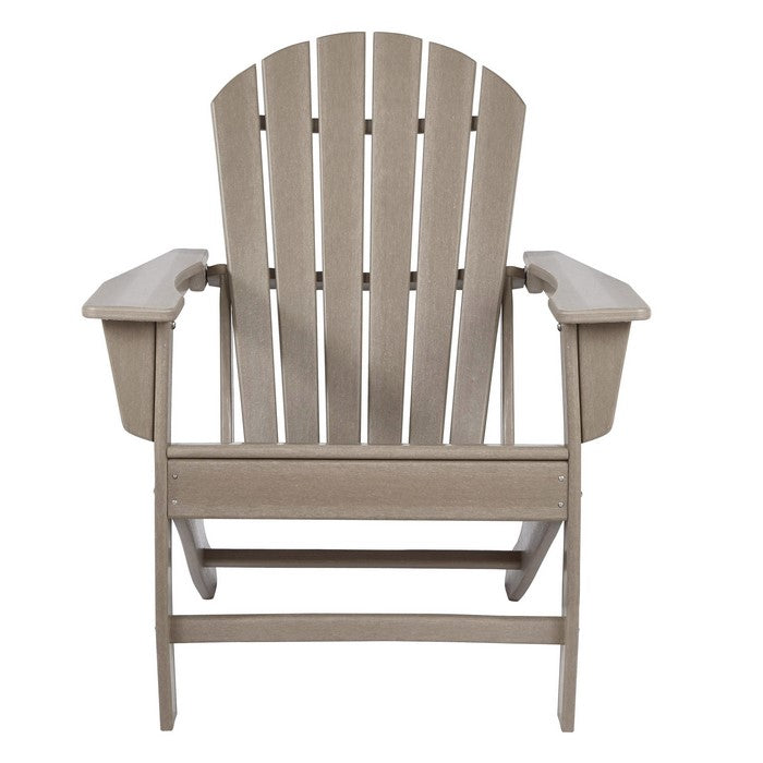 Contemporary Plastic Adirondack Chair with Slatted Back, Brown