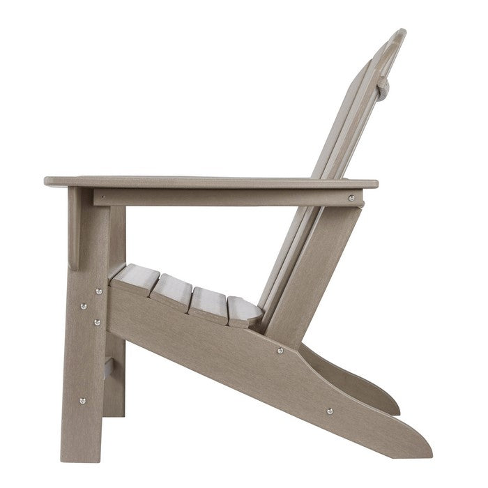 Contemporary Plastic Adirondack Chair with Slatted Back, Brown