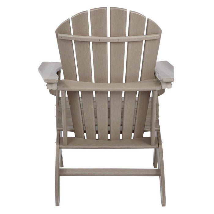 Contemporary Plastic Adirondack Chair with Slatted Back, Brown