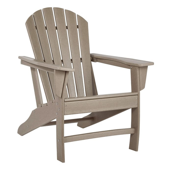 Contemporary Plastic Adirondack Chair with Slatted Back, Brown