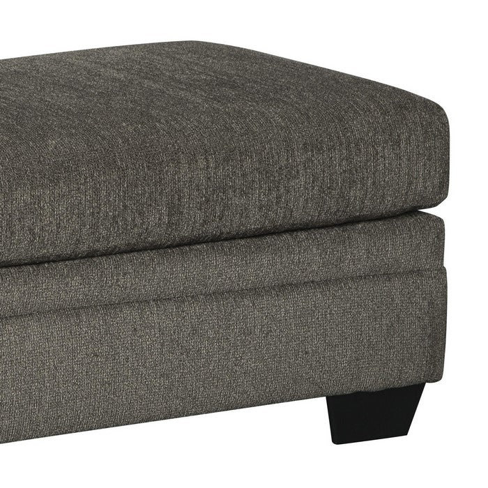 Wooden Ottoman with Fabric Upholstery and Tapered Block Legs, Gray