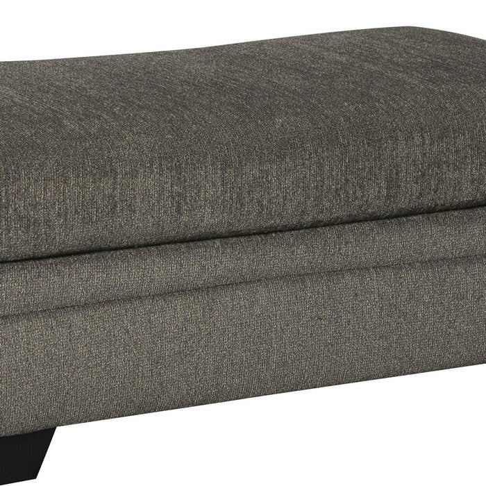 Wooden Ottoman with Fabric Upholstery and Tapered Block Legs, Gray