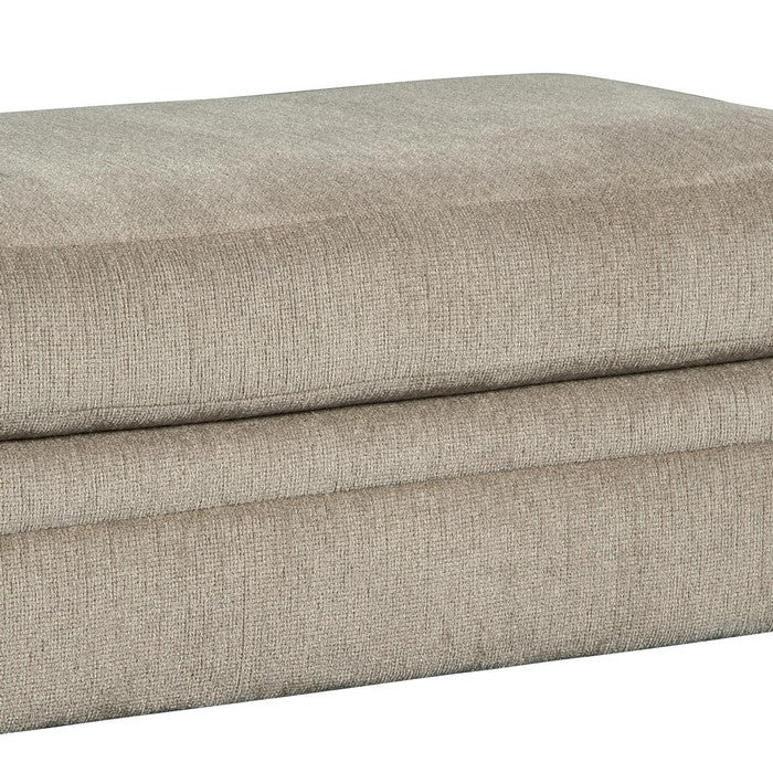Contemporary Wooden Ottoman with Fabric Upholstery, Gray