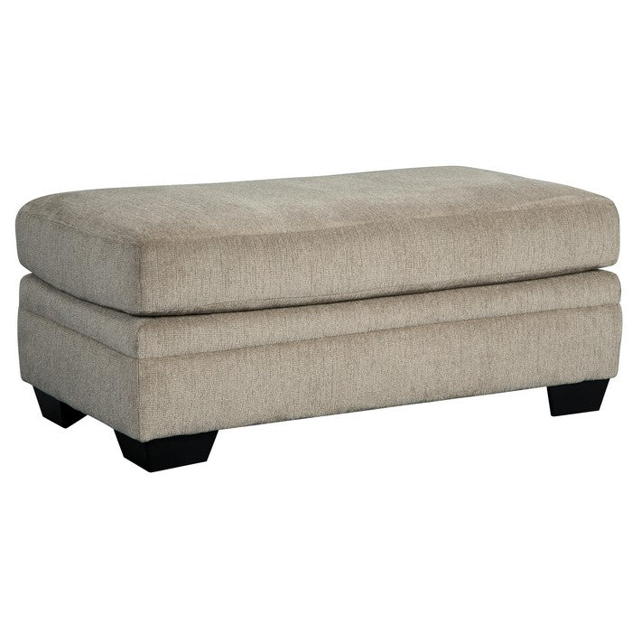 Contemporary Wooden Ottoman with Fabric Upholstery, Gray