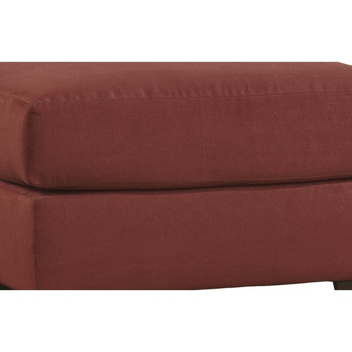 Contemporary Style Wooden Square Top Ottoman with Polyester Upholstery, Red