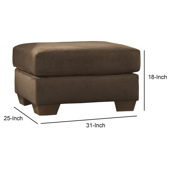 Polyester Upholstered Ottoman with Block Tapered Legs, Dark Brown