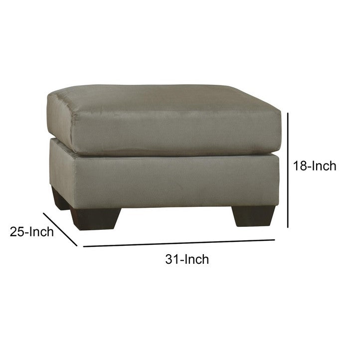 Contemporary Style Polyester Upholstered Ottoman with Squared Top, Gray