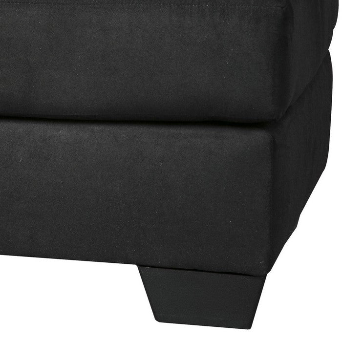 Wooden Ottoman with Fabric Upholstery and Padded Seating, Black
