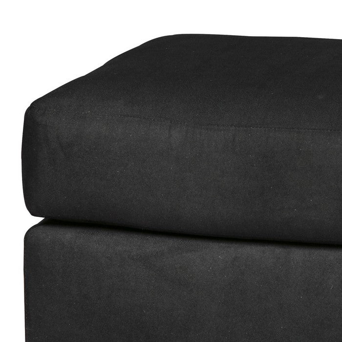 Wooden Ottoman with Fabric Upholstery and Padded Seating, Black