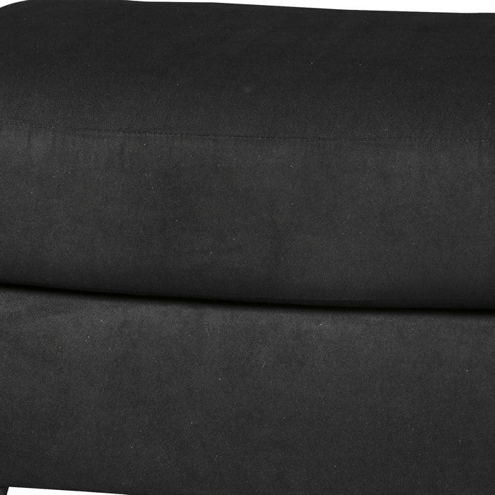 Wooden Ottoman with Fabric Upholstery and Padded Seating, Black