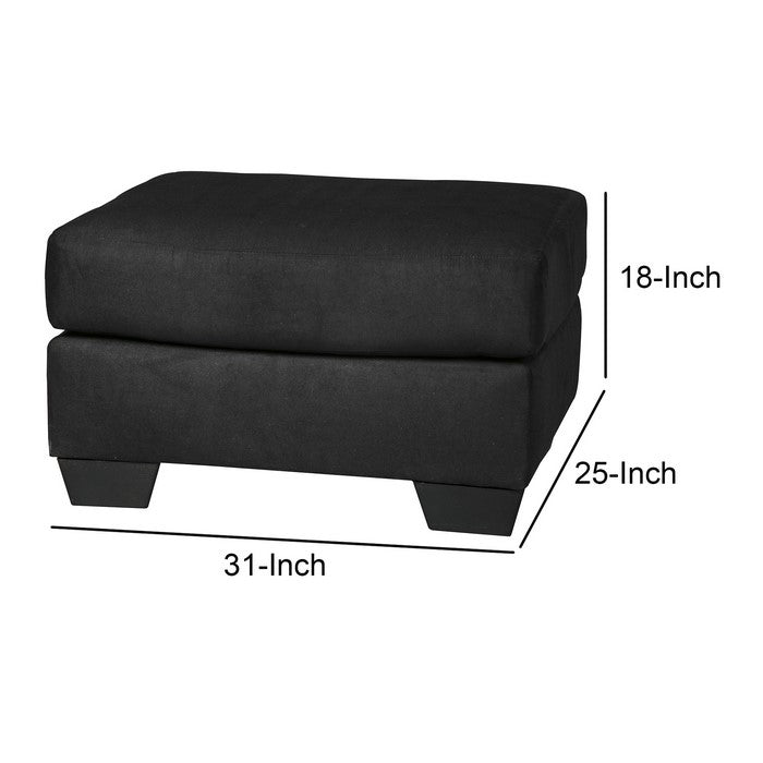 Wooden Ottoman with Fabric Upholstery and Padded Seating, Black