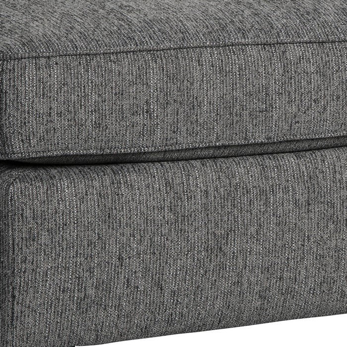 Square Wooden Ottoman with Textured Upholstery and Tapered Legs, Gray