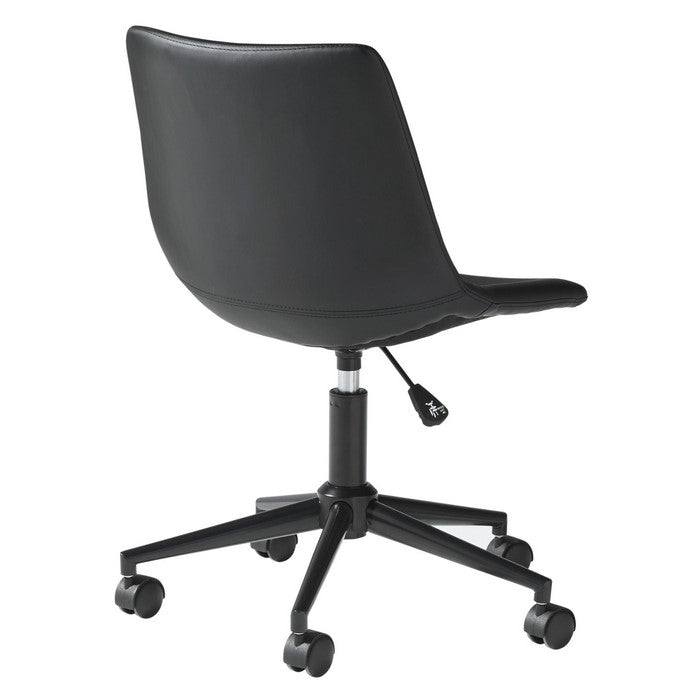 Faux Leather Upholstered Metal Base Swivel Chair, Black