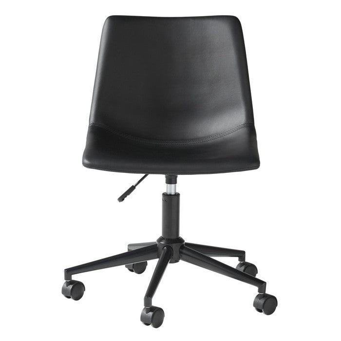 Faux Leather Upholstered Metal Base Swivel Chair, Black
