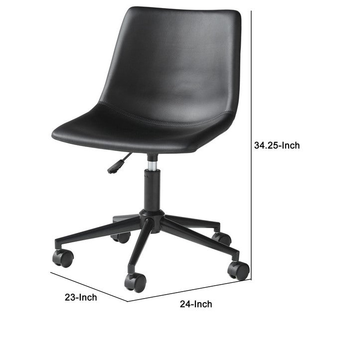 Faux Leather Upholstered Metal Base Swivel Chair, Black