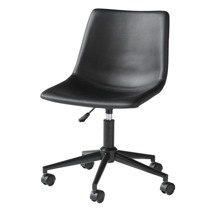 Faux Leather Upholstered Metal Base Swivel Chair, Black