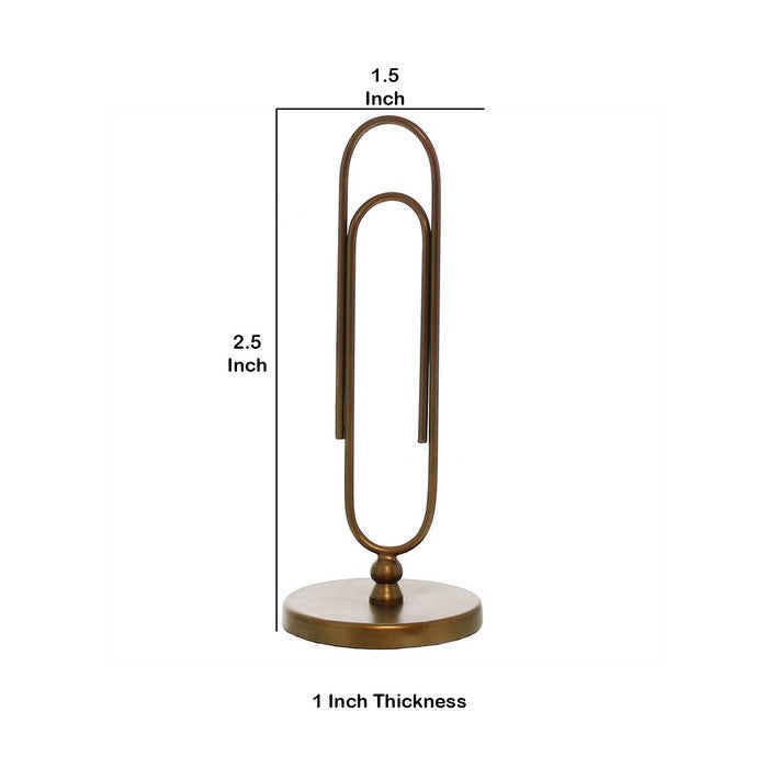 Metal Paperclip Design Letter Holder with Round Base, Brass